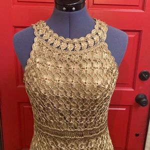 International Concept INC Gold Knit Sleeveless Sheath Dress, Size L
